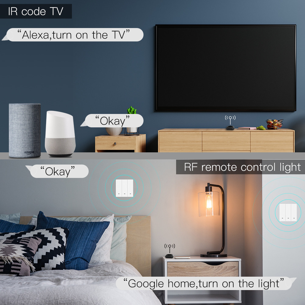 Mini ALL IN ONE TV Voice Remote Control 138g WiFi IR Support Alexa And Google Home
