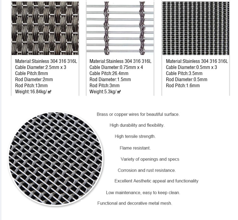 Bronze Stainless Steel Woven Metal Lock Crimped 6m Brass Decorative Wire Mesh
