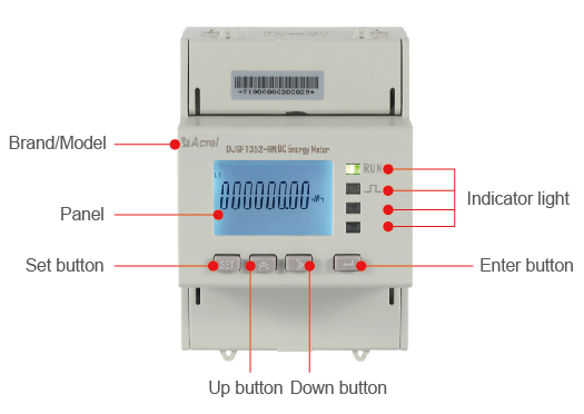 Rail Mounted 85-265V Solar DC Power Meter Supports Modbus-RTU Protocol