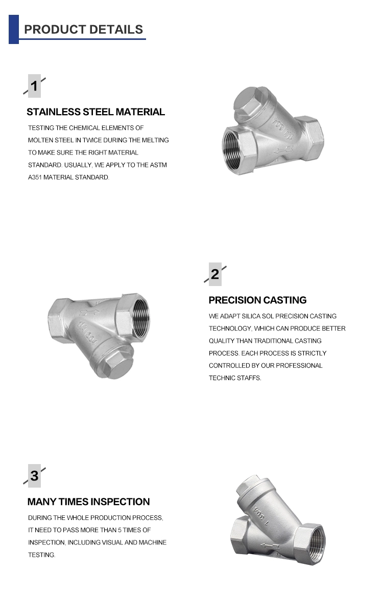 Female BSPP Y Strainer , Screwed Y Strainer Stainless Steel