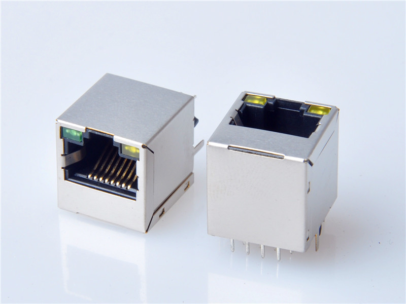 HULYN,Shielded RJ45 Modular Jack Connector, Through Hole Type, 1000 Mbps Transformer, with LED