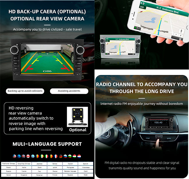 Universal Car Android Stereo 4*50W 7in Double Din Radio For Opel70S