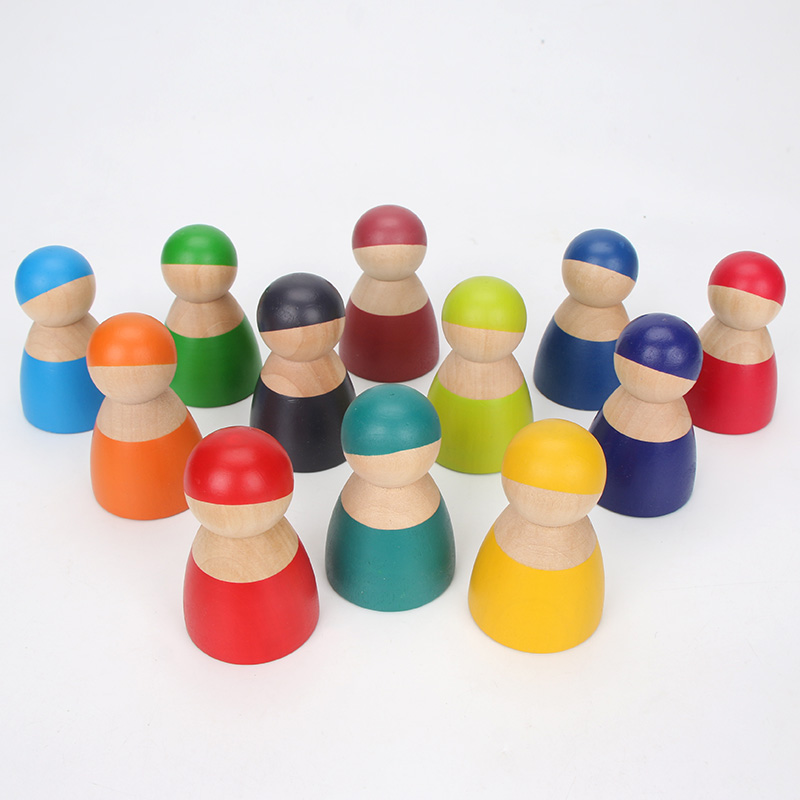 Brown 18cm Rainbow Wooden Building Blocks Toy Creative Educational