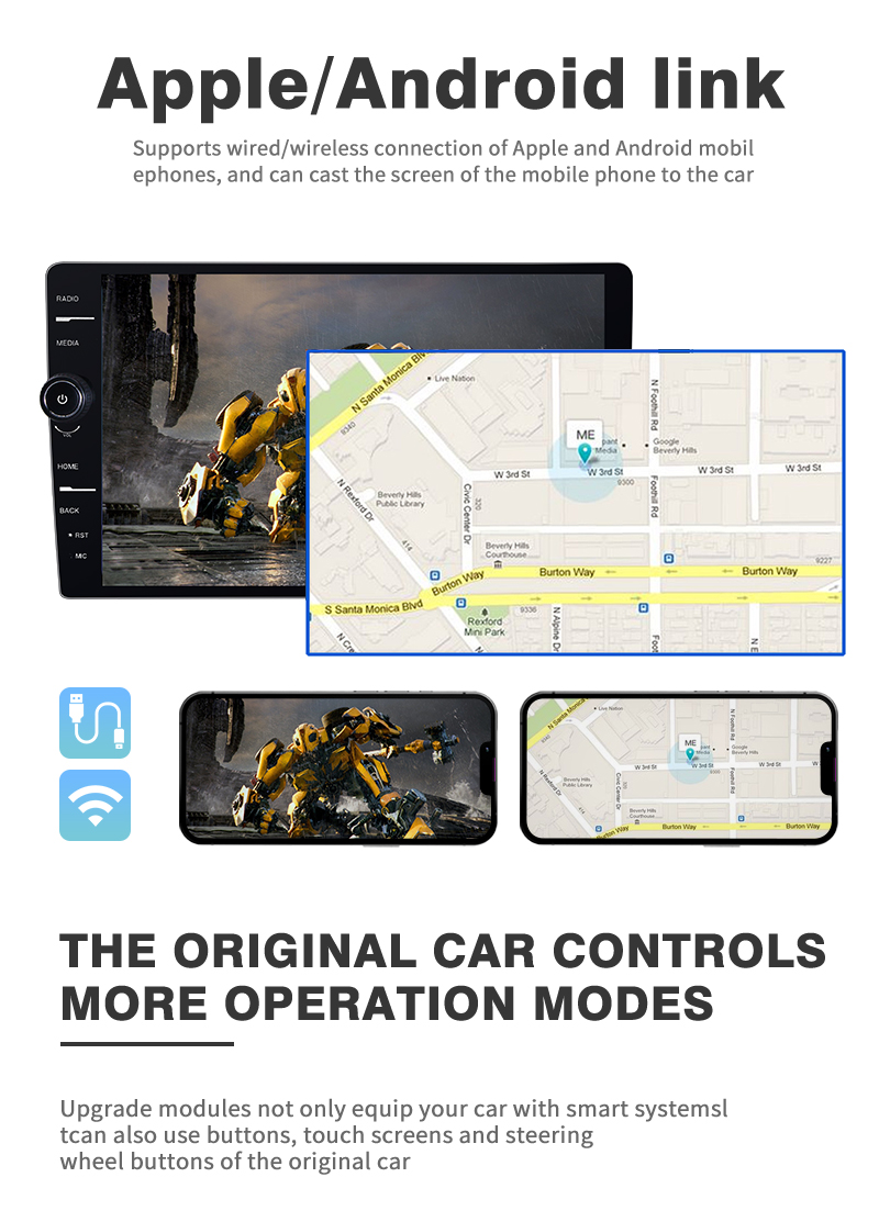 3G/4G Sim Card Connection Universal 9" QELD Car Radio with Apple Carplay and Android Auto