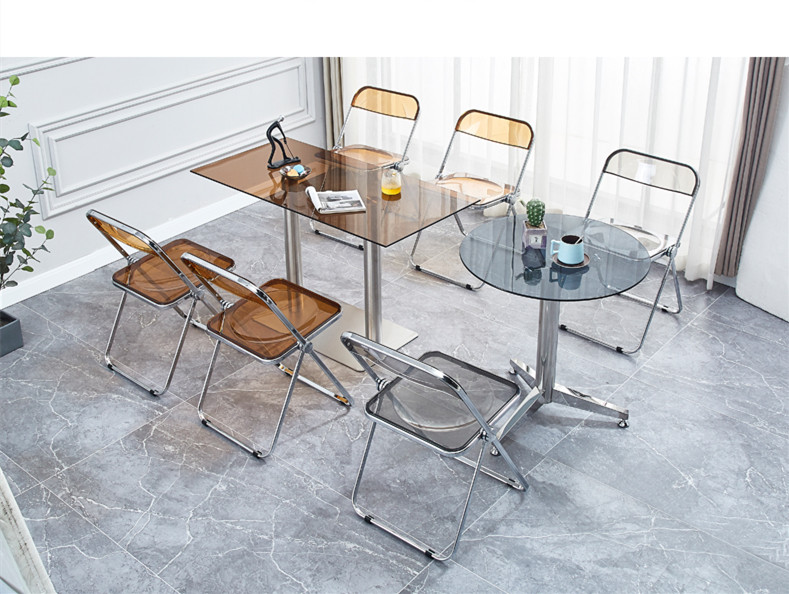 Pub Small Bistro Glass Table And Chairs Set 4 Seater Crystal Acrylic Folding