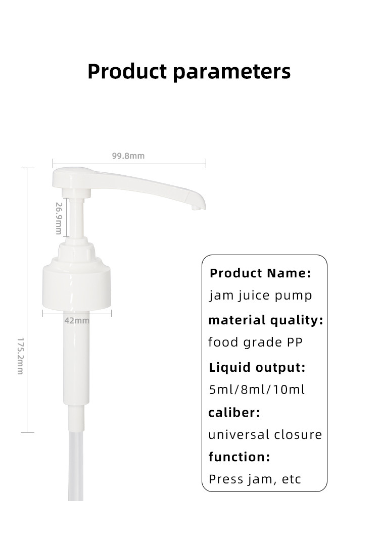 BPA Free Universal Closure Large Head Honey Syrup Dispensing Pump 5ml 8ml 10ml