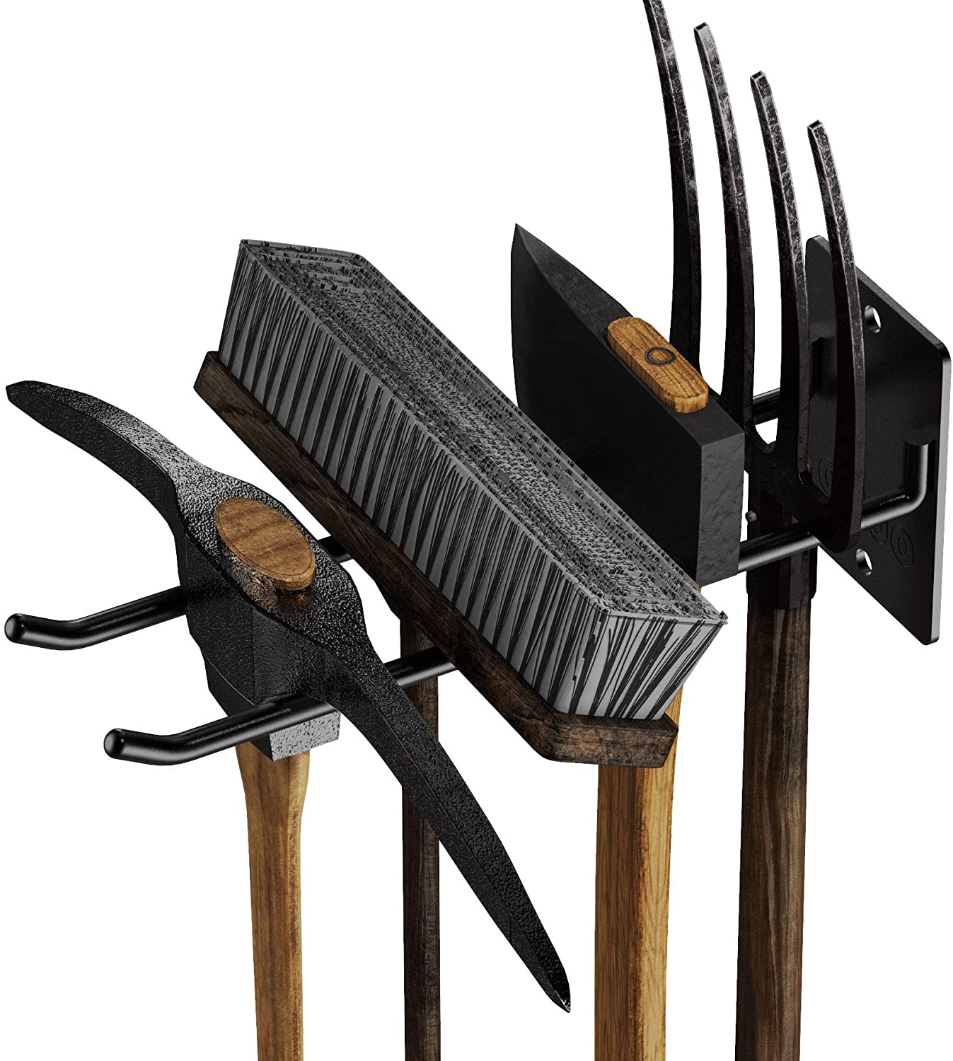 Stocked and Non-folding Aluminum Garden Yard Tool Storage Rack with Heavy Duty Hooks