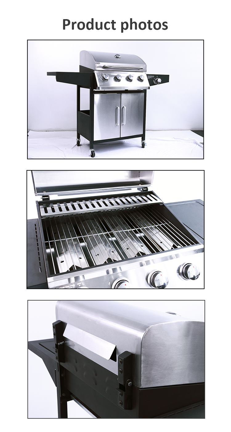 Outdoor Cooking Butane Gas BBQ Grill with 4 1 Burners and Stainless Steel Construction