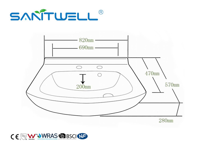 Ceramic Cabinet Sanitary Ware Basin For Bathroom Hand Wash Solid Surface