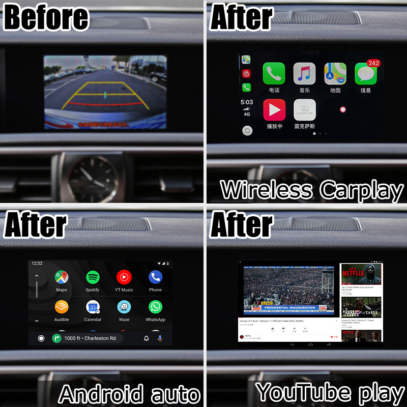 Android auto carplay box Lexus IS200t IS300h knob mouse control waze youtube Google play