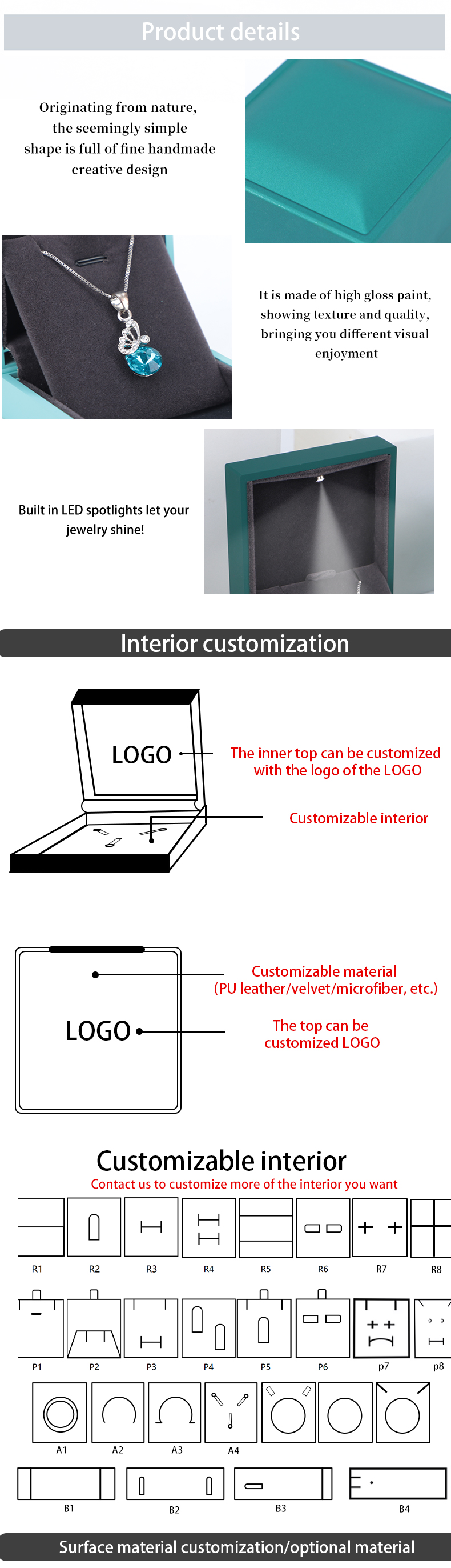 Customized Hanhong LED Light Jewelry Packaging Box for Necklace Bracelet and Earrings