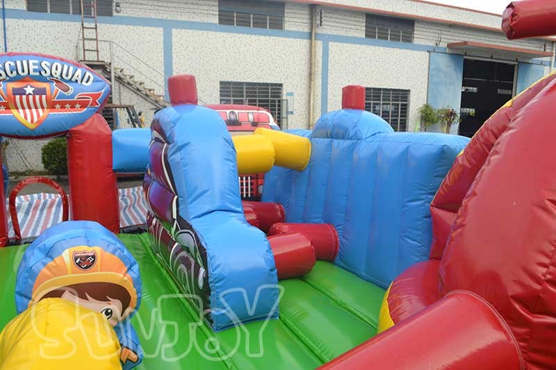 Inflatable Rescue Squad Playground Combo Pvc Inflatable Bouncer Slide Inflatable Castle Slide Combo