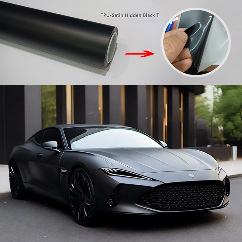 High Gloss Color Changing Wrap 7.5mil Matte Black Car Wrapping Film Anti Corrosion