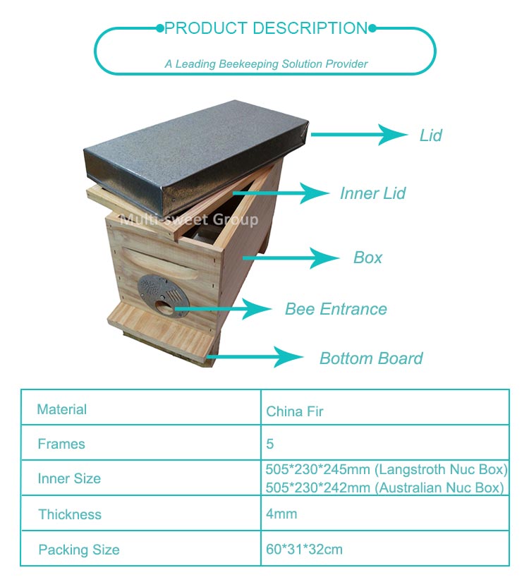 Bee Farm Swarm Capture 50.5*20.5*26cm Wooden NUC Box
