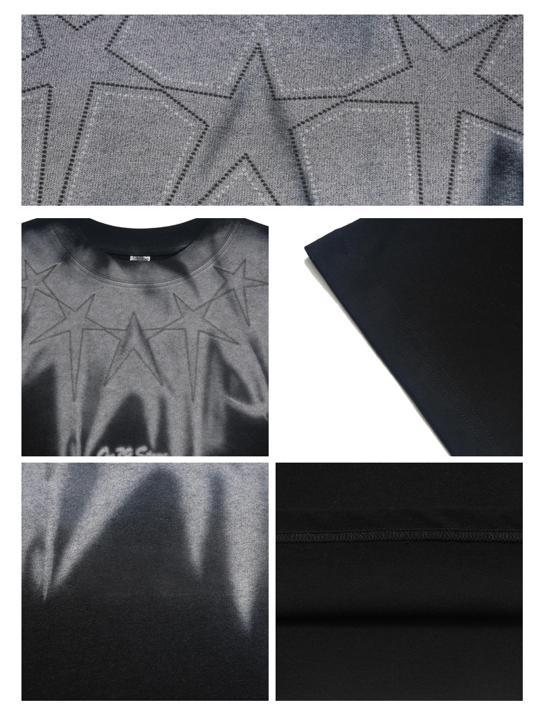 Custom Lables American Designer Clothes Men's Five Star T-Shirt with Small Neckline