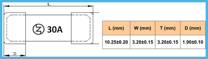 SMD Slow Blow 1032 SMT 125V Surface Mount Chip Fuse 10x2.5mm 1.25A