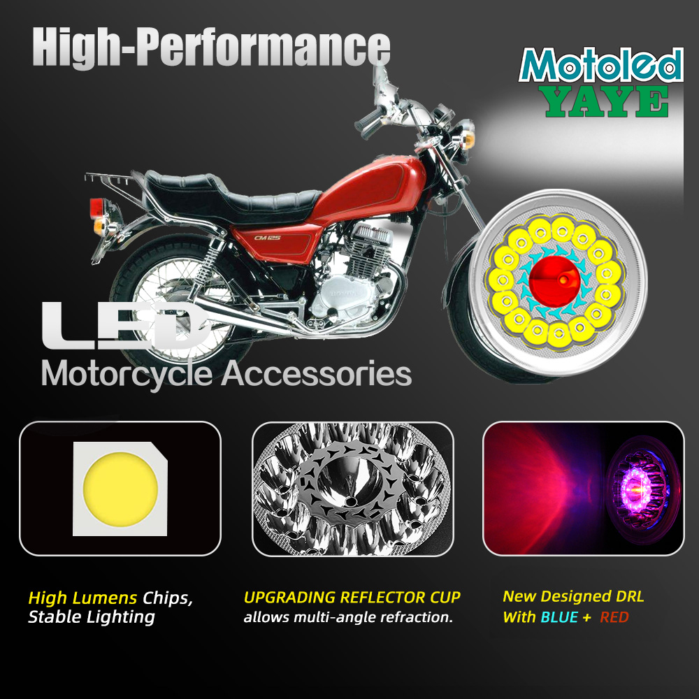 6 Inch CM125 High Limited Lumen LED Red DRL Semi-assembly Headlight with High Low Beam