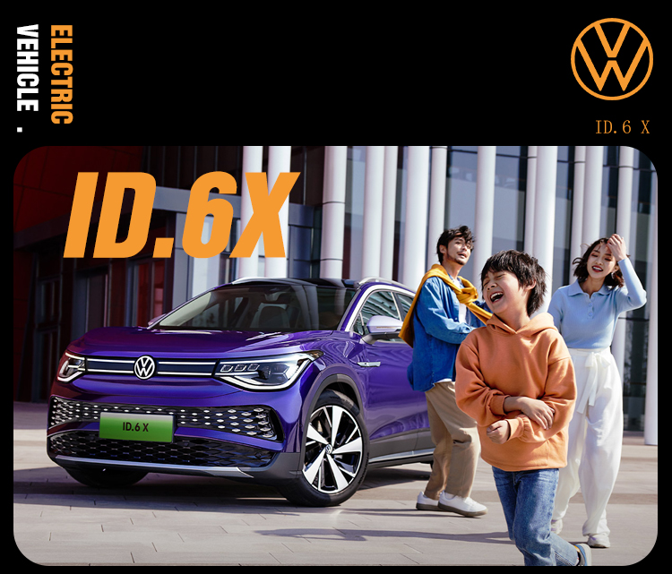 Small Electric Vehicle Vw ID6 2023 EV RHD Car with 7-Seater Electric SUV and Ternary Lithium Battery in White Exterior