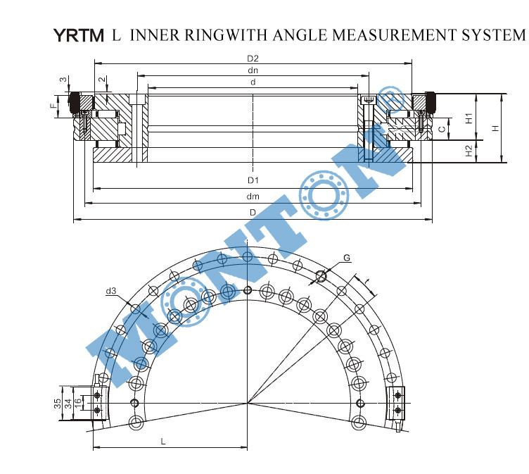 YRTM200 axial and radial bearing yrtm with angle measuring system factory