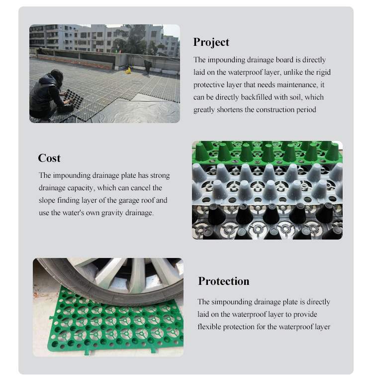 Green Roof Water Storage and Drainage Cell Mat Board for Conservancy in Traditional Design