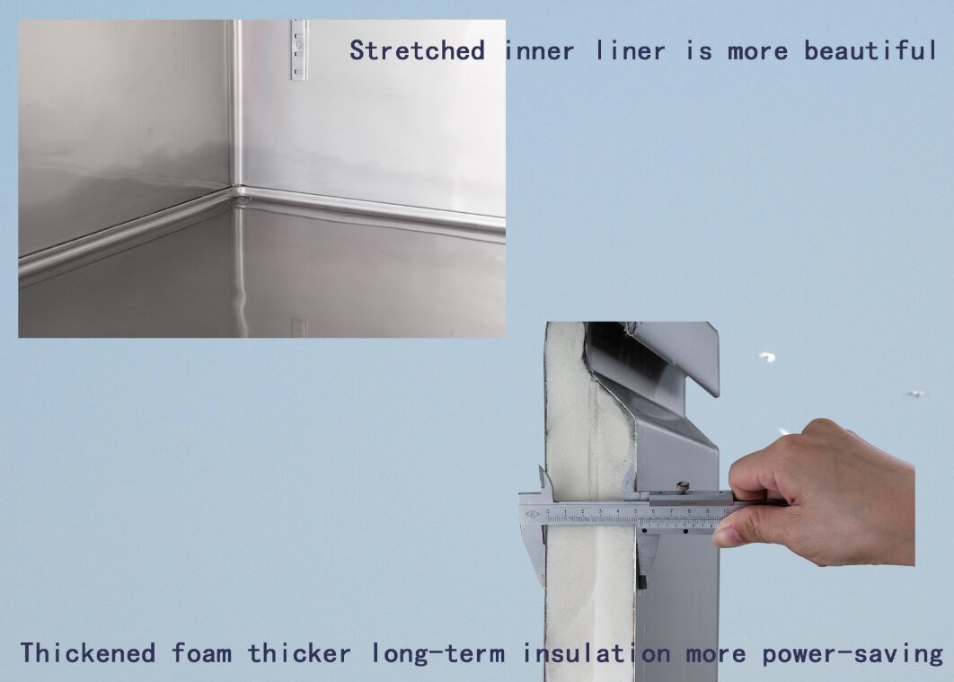 Energy Efficient 2 Door Commercial Freezer Industrial Fridge Freezer 330W