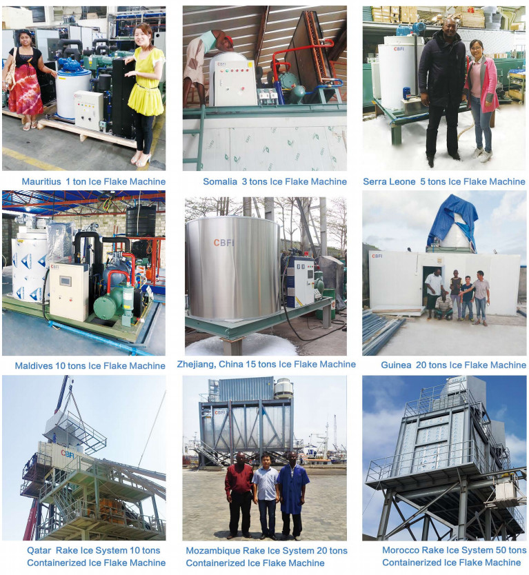 30 Tons Large Flake Ice Machine For Fishery Concrete With Rake Storage System