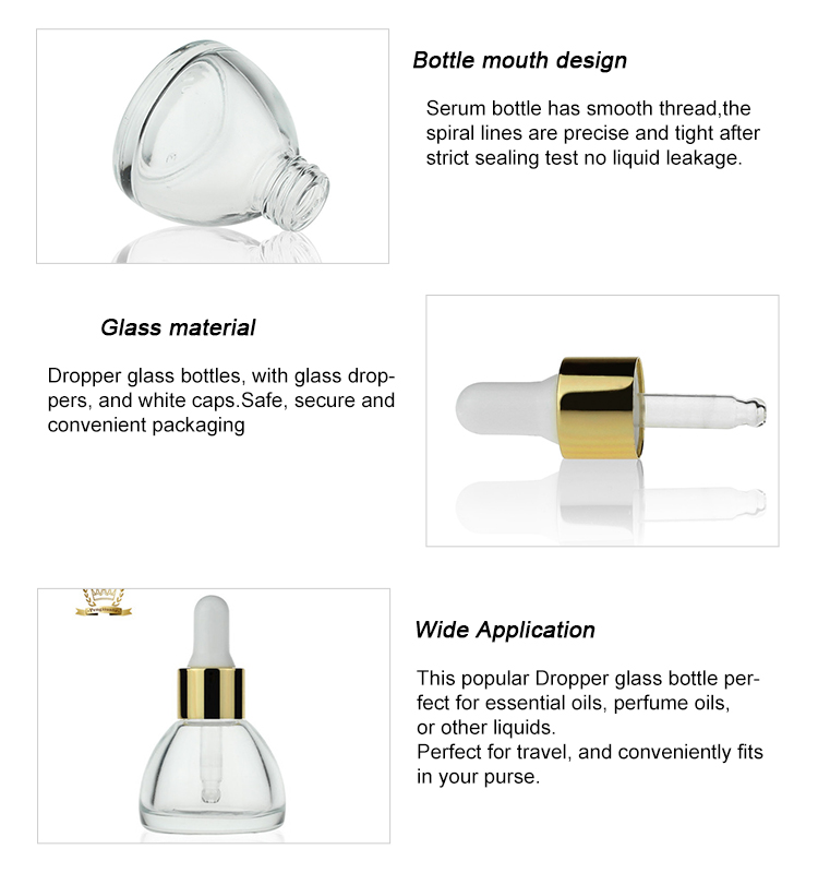 20ml Glass Fancy Serum Dropper Bottle Thick Wall For Face Care Product