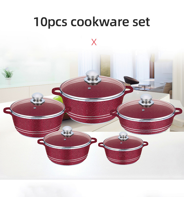 Multi Color Granite Aluminum Cookware Set Non Stick Coating