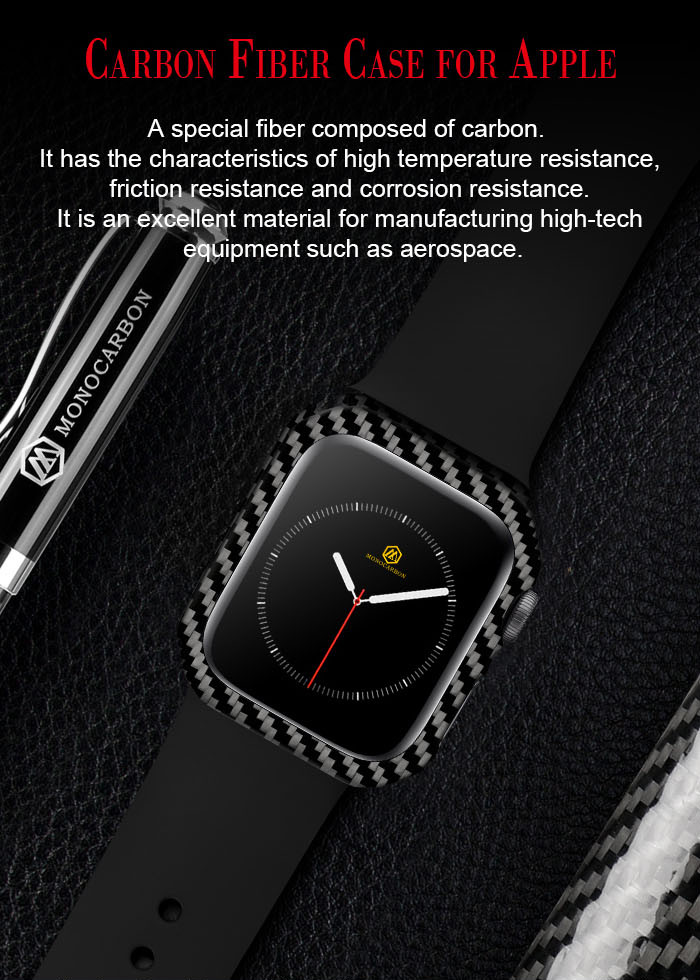 Black Scratchproof Apple Watch 4 Carbon Fiber Case 44mm
