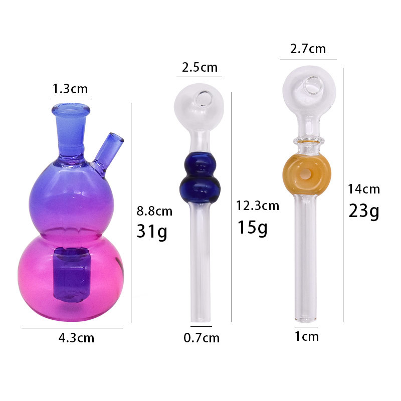 Borosilicate 150℃ Purple Gourd Shaped Glass Hookah Pipe