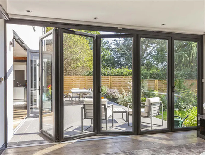 Aluminum Alloy Bifold Doors Modern Style And Custom-Built With Triplex Glass Upgrade
