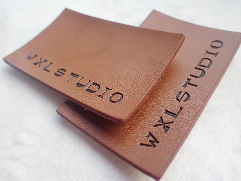 Personalized Logo Garment Leather Patch Embossed Black Logo Leather Label