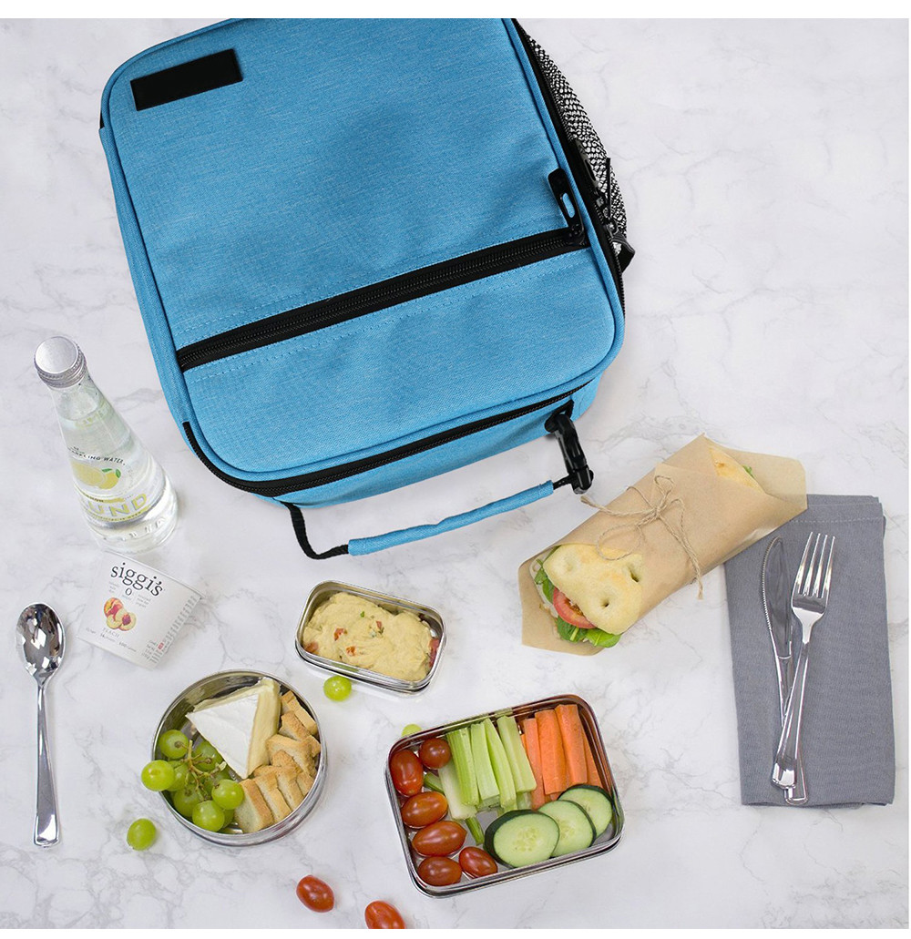 Spacious Adult Oxford Insulated Lunch Bag With Embroidery Logo