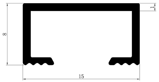 Aluminum U Channel Strip Trim Brushed Matt Black 15mm×8mm Size