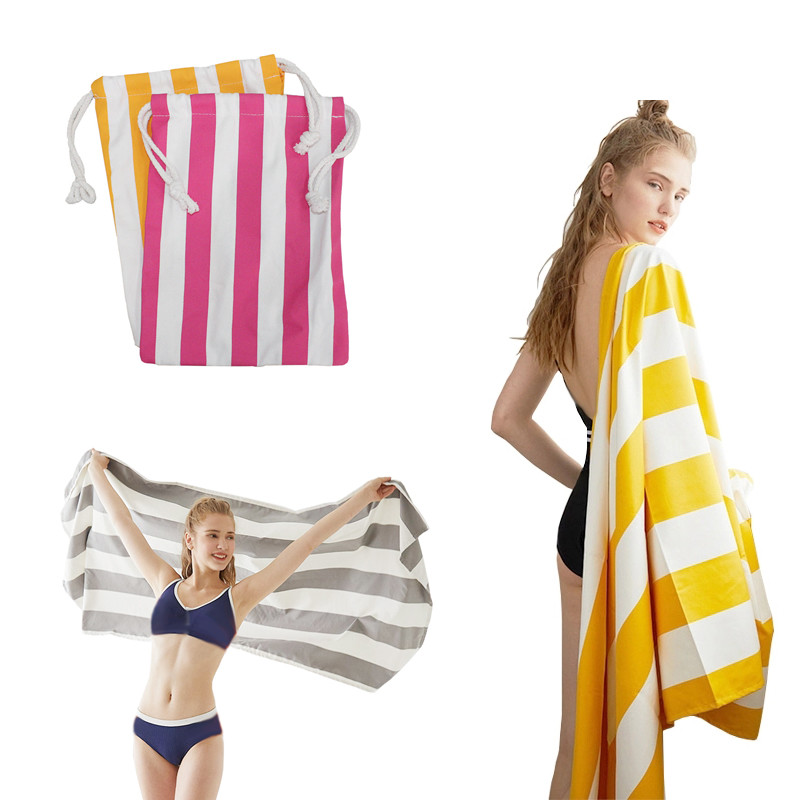 Recycled Blue And White Striped Resort Beach Towels Quick Dry