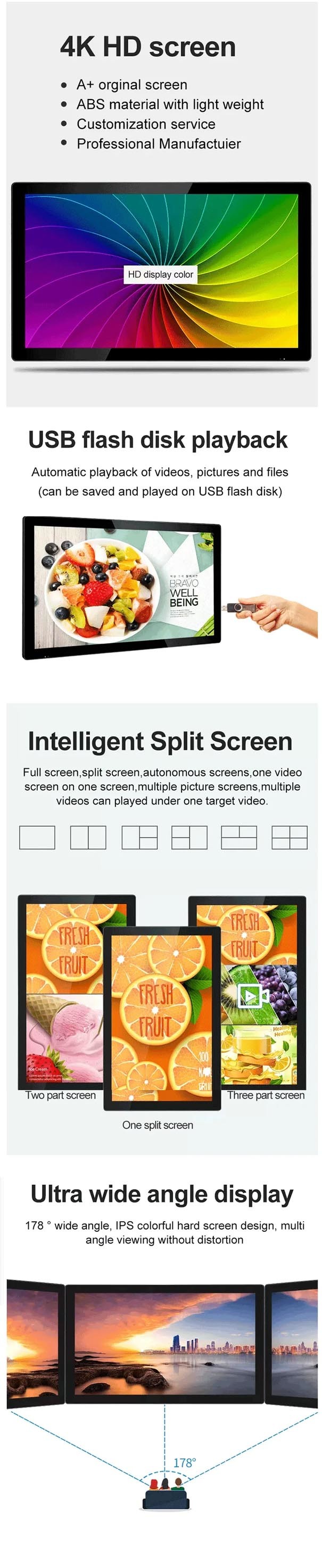 Ultra HD LCD 42" Wall Mounted Touch Screen Advertising Display For Indoor Stores