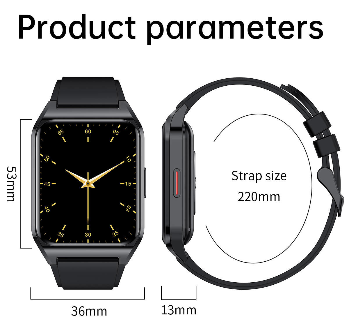 Square Screen Bluetooth Smart Watch Body Temperature Blood Pressure Monitoring