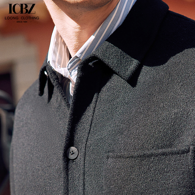 Customized Designs Wool / Silk Autumn Winter Men's Slim Fit Long Windbreaker Jacket Coat