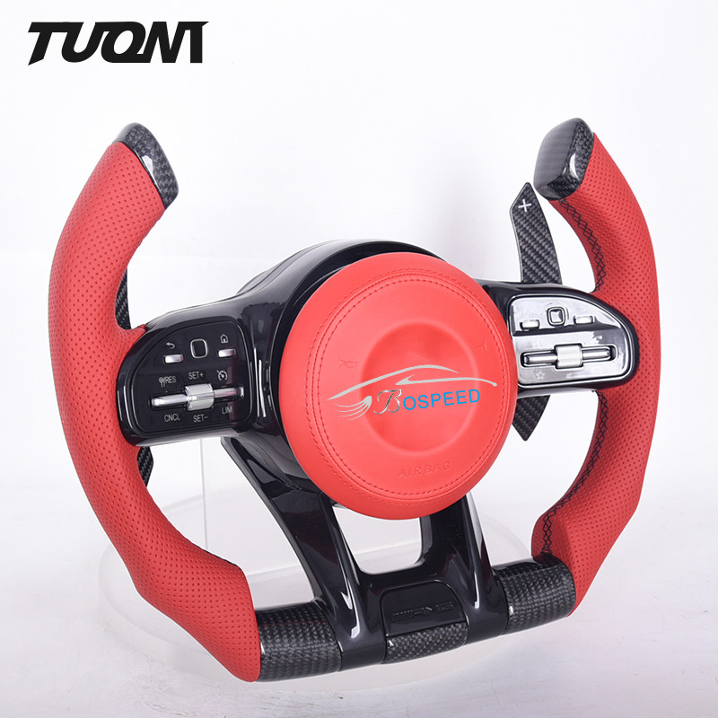 Customization Mercedes Benz Steering Wheel Carbon Fiber Leather Soft Grip 350mm