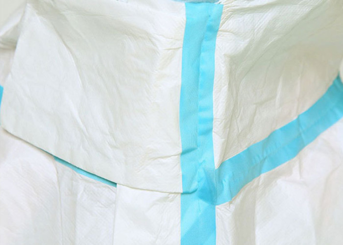 CAT 3 TYPE 3456 non medical disposable microporous SFS protective coverall with blue tape stripe CE ISO13485