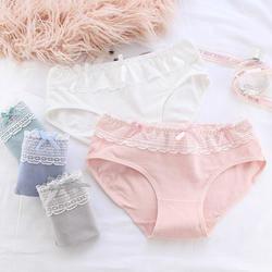 China                  Cotton MID-Rise Women Panties Cute Bow Lace Briefs Seamless Breathable Girls Briefs              on sale