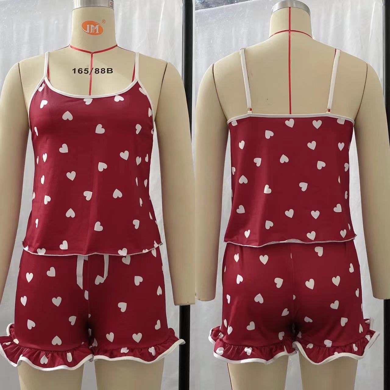 Spring Summer Sexy Bodysuit Lingerie Satin Ice Silk Strapped Printed Split Casual Nightwear