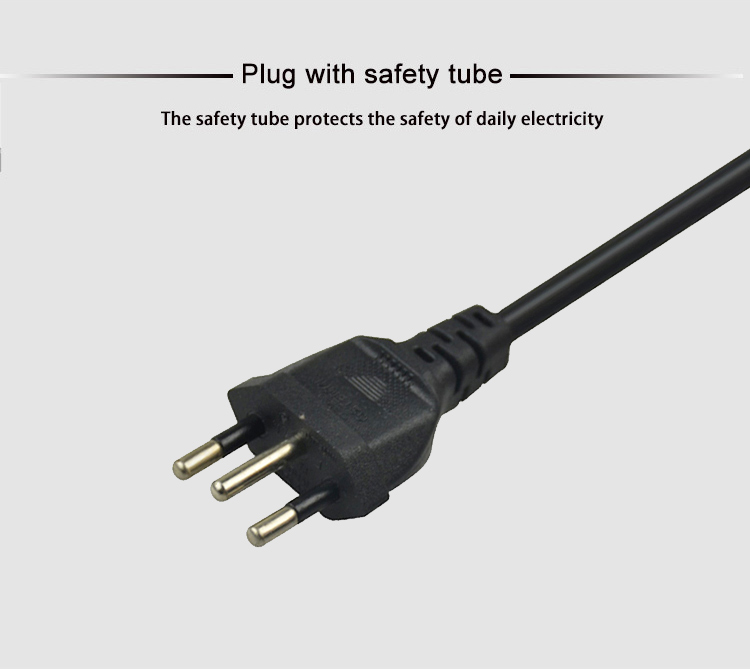 3Pin Brazil Plug Electrical Power Cord 1m 1.5m 1.8m 2m For PC Adapter