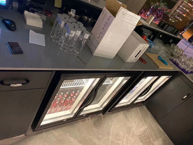 Double Doors Back Bar Refrigerator For Beverage Cooling Bottom Mount Type