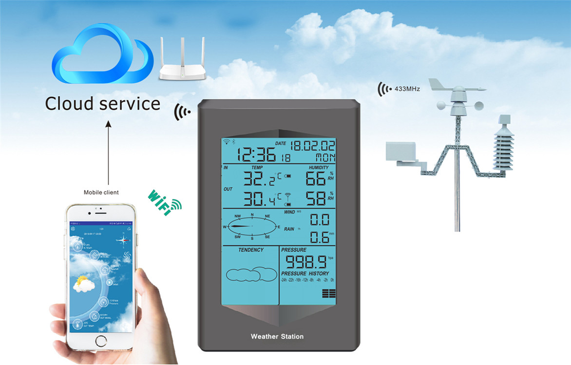 Outdoor Multi Function Weather Station With Wind Speed And Professional Temperature