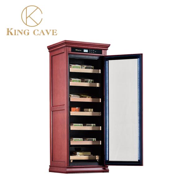 Freestanding LED Lighting Wooden Frame Glass Door Modern Cigar Cabinet Freestanding Cigar Cooler Humidor LED Lighting Wooden Frame Glass Door Modern Cigar Cabinet