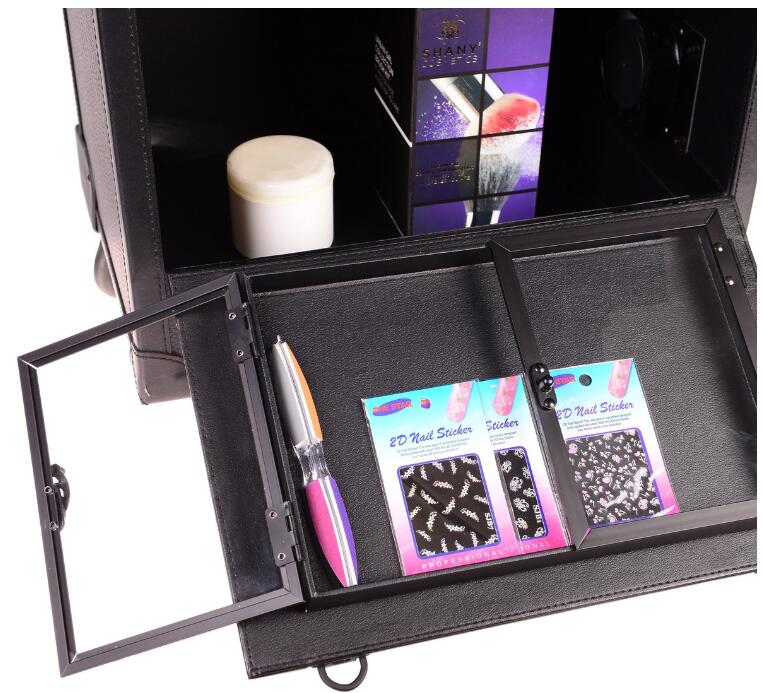 Professional Rolling Studio Makeup Case With Lights Collapsible Compartments