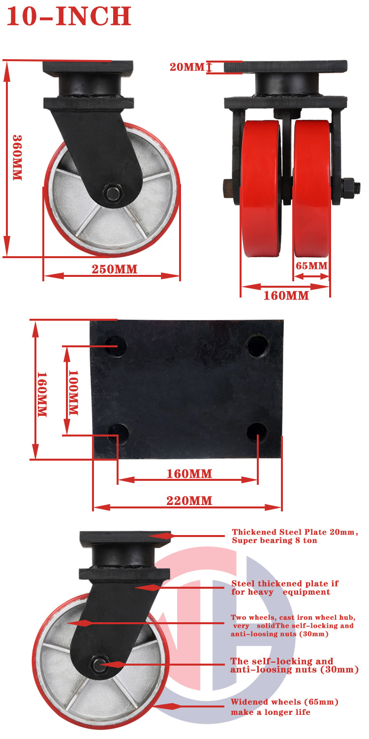 Aluminum Core Elastic Rubber Forklift Caster Wheel 100mm For Hand Pallet Truck