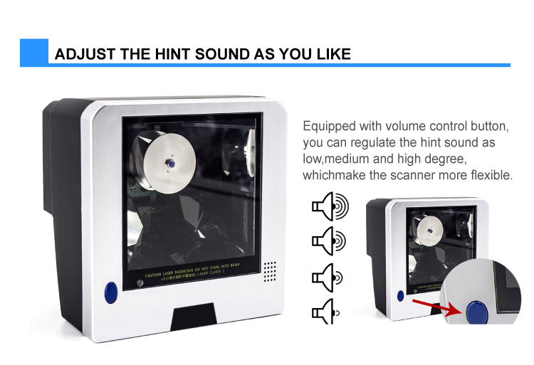 Supermarket POS Platform 1D Laser Barcode Scanner with and 15.2cm/6.0in Depth of Field