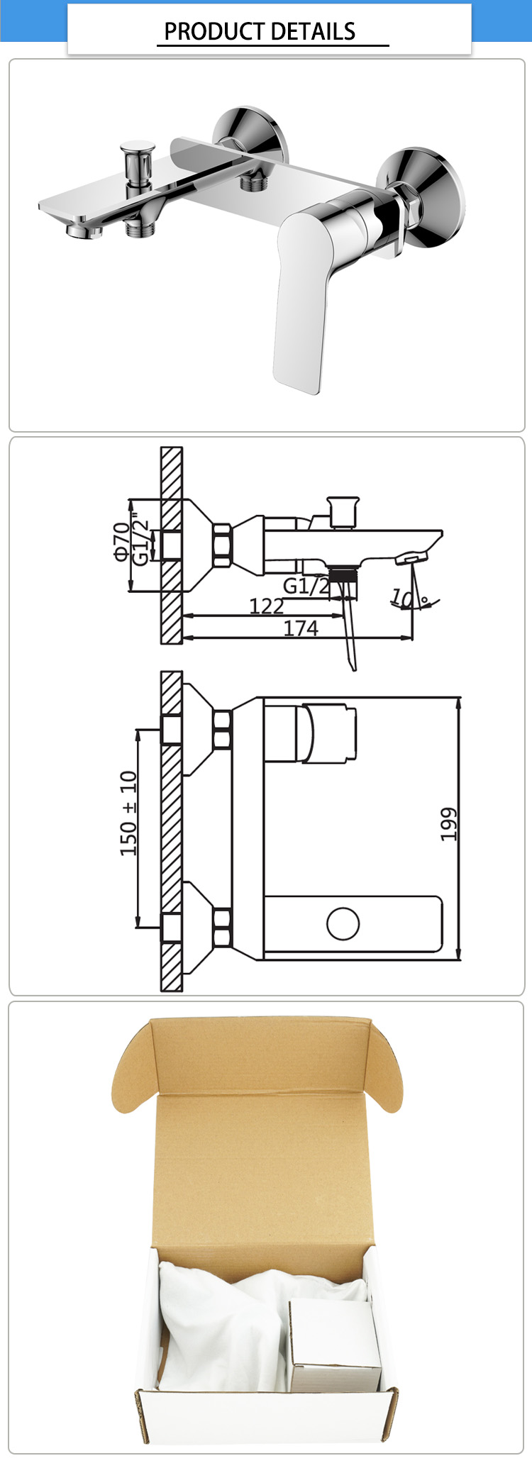 Wanhai Cartridge 35mm Bath Shower Mixer Faucet With Diverter
